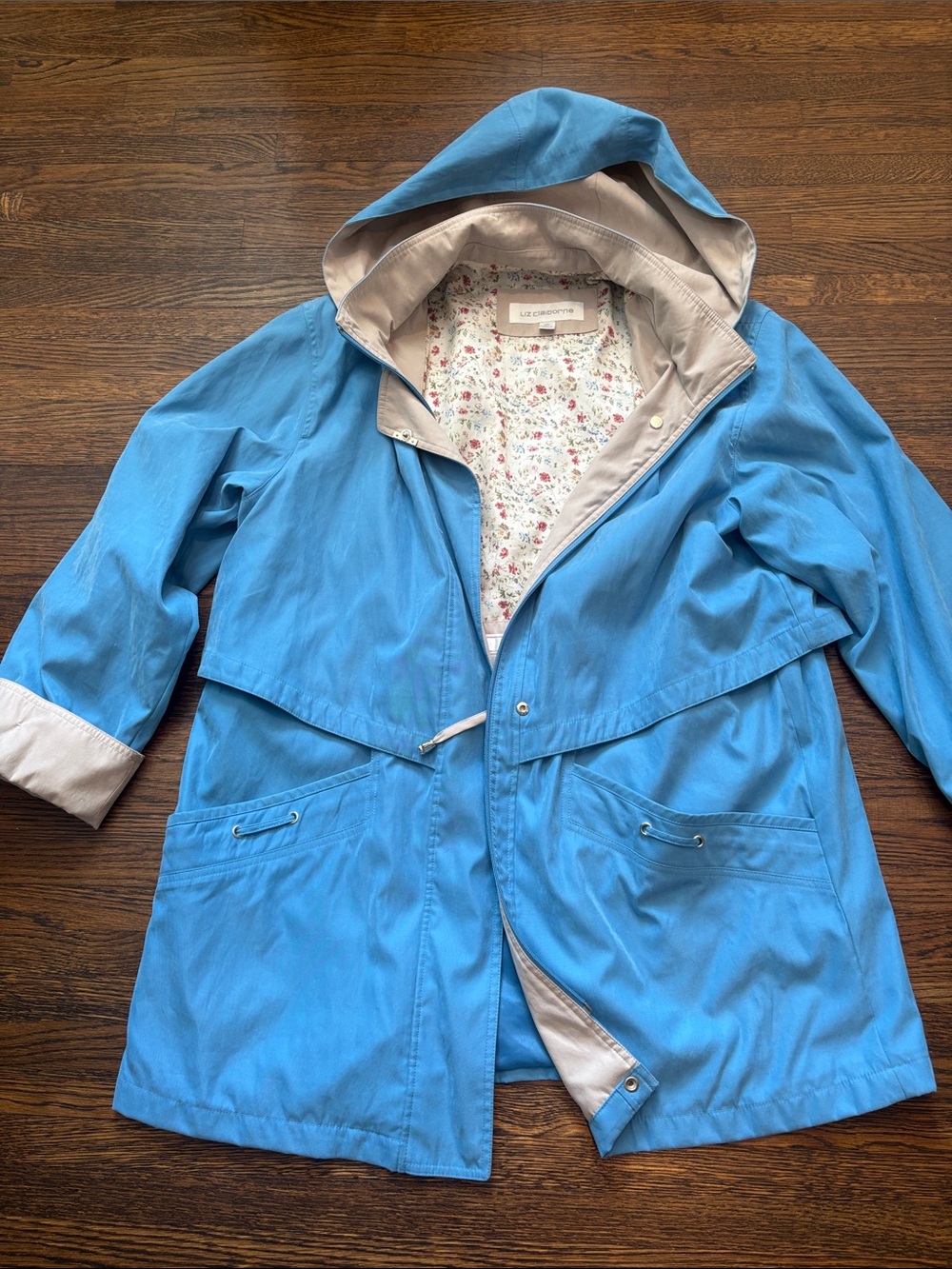 Liz Claiborne Floral Lined Jacket in Cream, Red, Blue